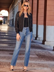 Sosandar Black Broderie Bomber Jacket - Image 2 of 4