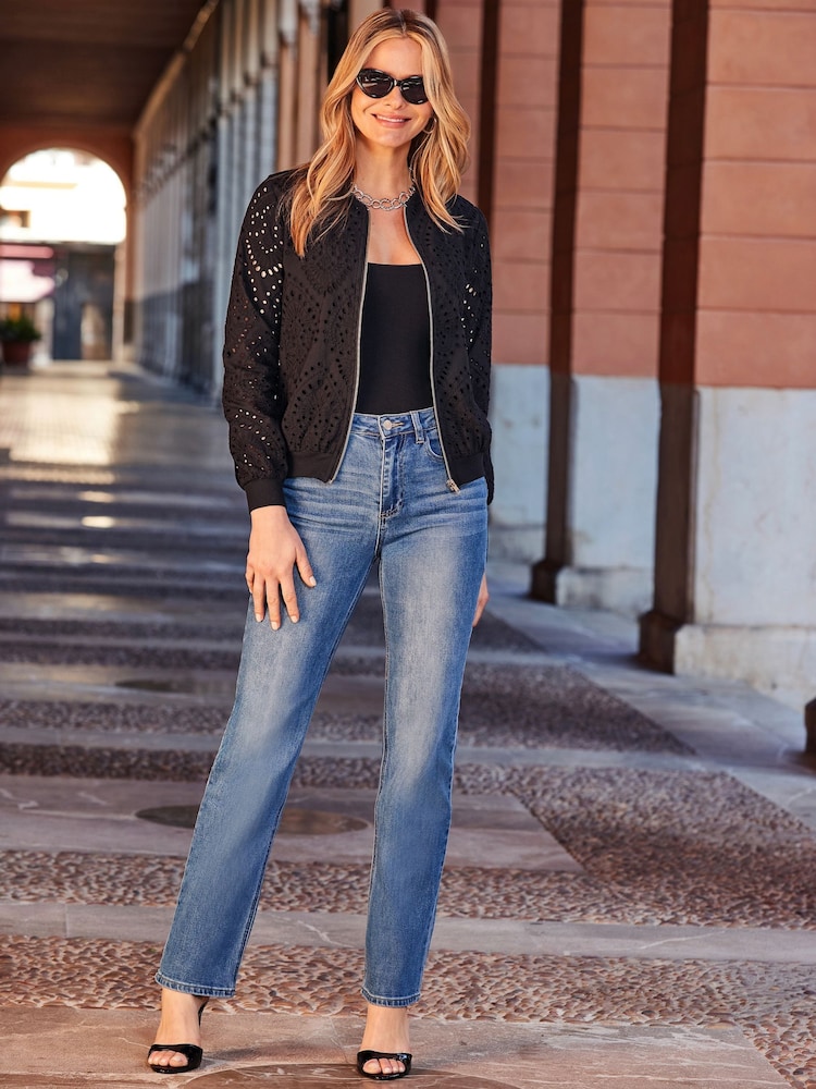 Sosandar Black Broderie Bomber Jacket - Image 2 of 4