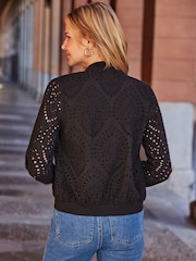 Sosandar Black Broderie Bomber Jacket - Image 4 of 4