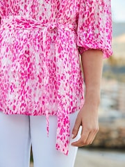 Sosandar Pink Belted Shirt - Image 4 of 5