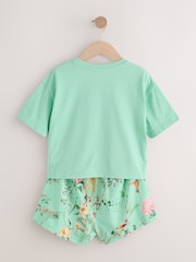 Pink/Green Floral Short Pyjamas 3 Pack (3-16yrs) - Image 3 of 9