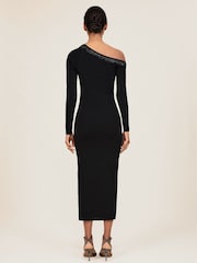 Reiss Black Zaide Bead-Detail Off-Shoulder Knit Dress - Image 4 of 6
