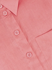 Reiss Pink Solena Oversize Linen Cropped Shirt - Image 6 of 6