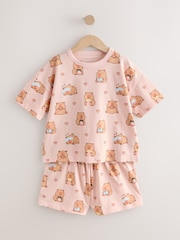Pink/Choc Capybara Print Short Pyjamas 3 Pack (3-16yrs) - Image 5 of 8