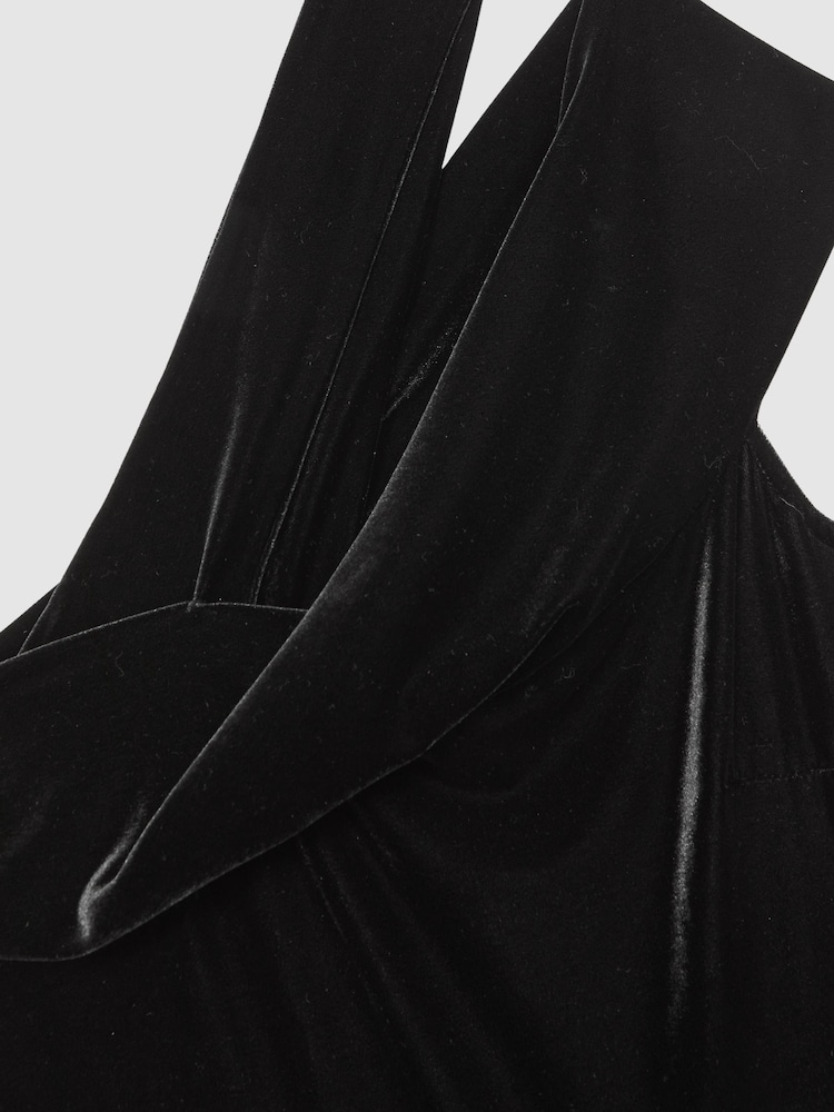 Reiss Black Daria Velvet One-Shoulder Wide-Leg Jumpsuit - Image 7 of 7 Reiss Black Daria Velvet One-Shoulder Wide-Leg Jumpsuit - Image 7 of 7