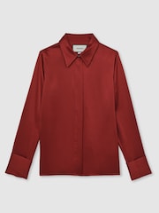 Reiss Ameira Silk-Satin Concealed-Placket Shirt - Imagem 2 de 6