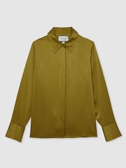 Reiss Ameira Silk-Satin Concealed-Placket Shirt - Imagem 2 de 6