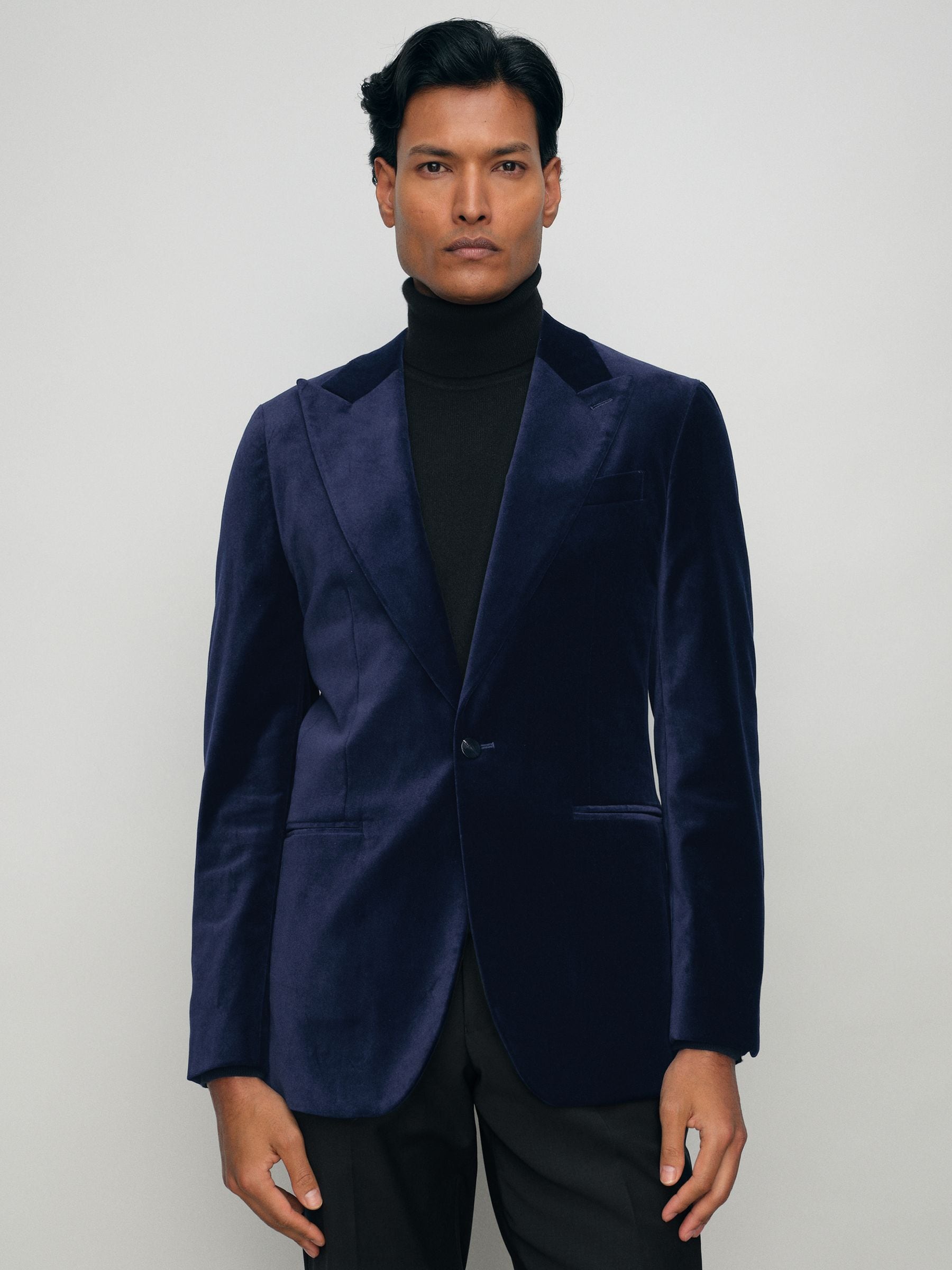 Buy Reiss Bright Blue Apsara Single-Breasted Velvet Blazer