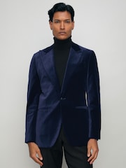 Reiss Apsara Single-Breasted Velvet Tailored-Fit Blazer - Imagen 1 de 7