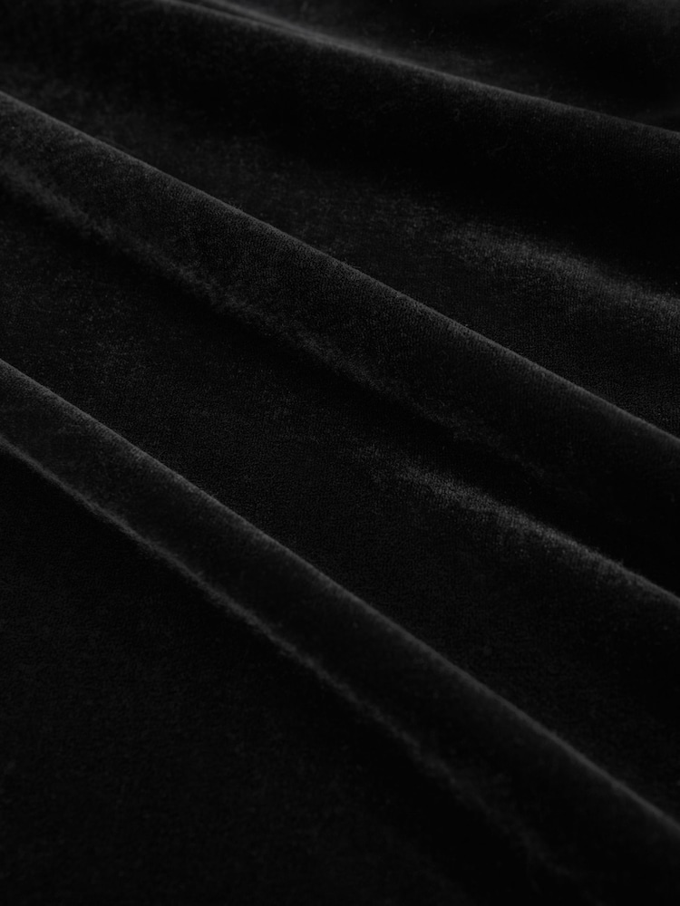Reiss Black Dalia Velvet One-Shoulder Midi Dress - Image 5 of 5