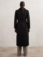 Reiss Black Dorian Petite Double-Breasted Blindseam Coat Wool-Blend - Image 8 of 10