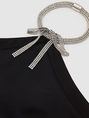 Schwarz - Reiss Sina Satin Crystal-Necklace Mini Dress - Bild 7 von 7