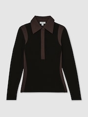 Reiss Black/Chocolate Brown Denise Shirt - Image 2 of 6
