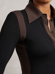 Reiss Black/Chocolate Brown Denise Shirt - Image 3 of 6