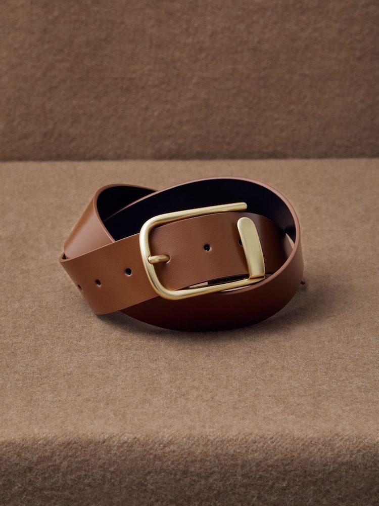 Reiss Tan Iyla Leather Half-Keeper Belt - Image 2 of 5