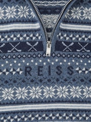 Reiss Airforce Blue Barkley Wool-Blend Fair Isle Jumper With Cashmere - Image 4 of 4