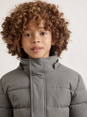 Reiss Charcoal Mercury Quilted Hooded Puffer Jacket - Image 3 of 4