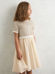 Reiss Champagne Bee 13-14 yrs Sequin-Top Chiffon-Skirt Dress - Image 3 of 4