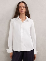 Reiss Ivory Lottie Cotton-Sateen Folded-Cuff Shirt - Image 1 of 6