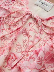 Cath Kidston Pink Floral Ruffle Detail Short Sleeve Maxi Dress With Tie Neck - Image 3 of 4