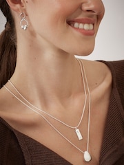Estella Bartlett Silver Tone Waterproof Teardrop Pendant Necklace - Image 4 of 4