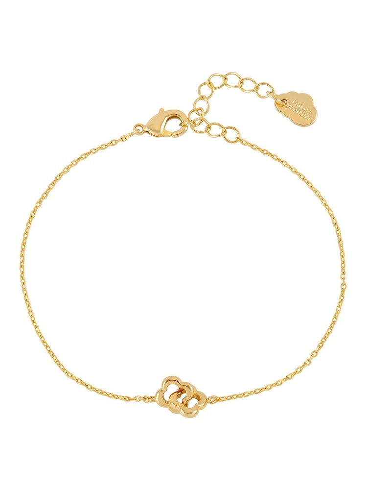 Estella Bartlett Gold Tone Double Linked Flower Bracelet - Image 1 of 4 Estella Bartlett Gold Tone Double Linked Flower Bracelet - Image 1 of 4