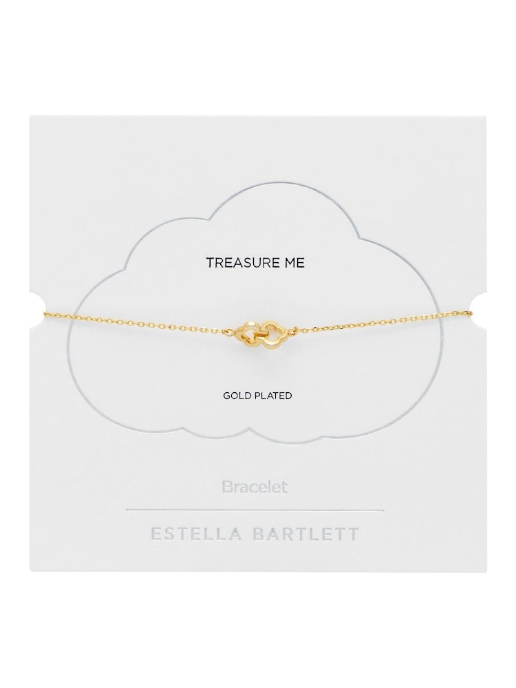 Estella Bartlett Gold Tone Double Linked Flower Bracelet - Image 2 of 4 Estella Bartlett Gold Tone Double Linked Flower Bracelet - Image 2 of 4
