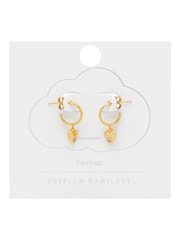 Estella Bartlett Gold Tone Puffed Heart Hoop Earrings with Pave Star - Image 2 of 4