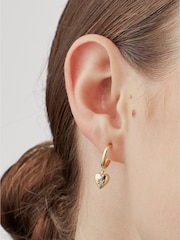 Estella Bartlett Gold Tone Puffed Heart Hoop Earrings with Pave Star - Image 4 of 4