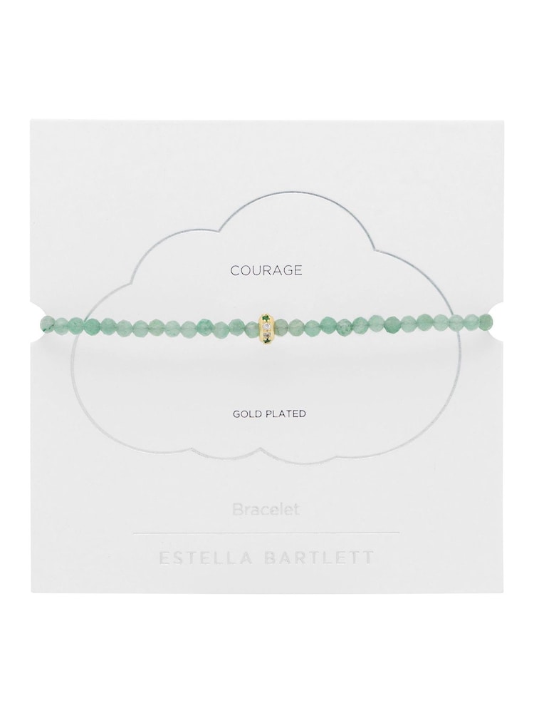 Estella Bartlett Gold Tone Aventurine Amelia Bracelet with Pave Charm - Image 2 of 3