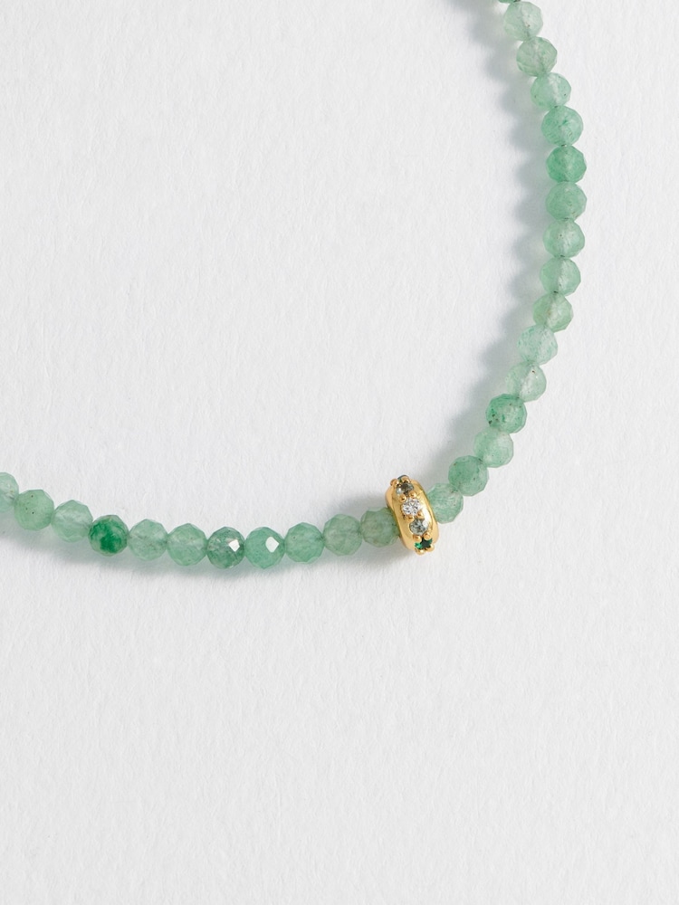 Estella Bartlett Gold Tone Aventurine Amelia Bracelet with Pave Charm - Image 3 of 3 Estella Bartlett Gold Tone Aventurine Amelia Bracelet with Pave Charm - Image 3 of 3
