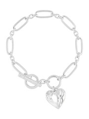 Estella Bartlett Silver Tone Oversized Waterproof Molten Heart T Bar Bracelet - Image 1 of 3
