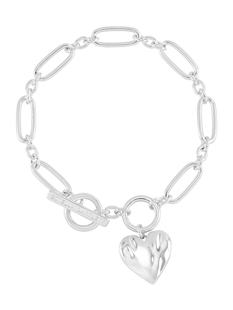 Estella Bartlett Silver Tone Oversized Waterproof Molten Heart T Bar Bracelet - Image 1 of 3