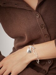 Estella Bartlett Silver Tone Oversized Waterproof Molten Heart T Bar Bracelet - Image 2 of 3