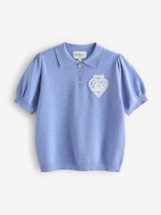 Cath Kidston Blue Heart Pocket Detail Knitted Polo Jumper - Image 14 of 17