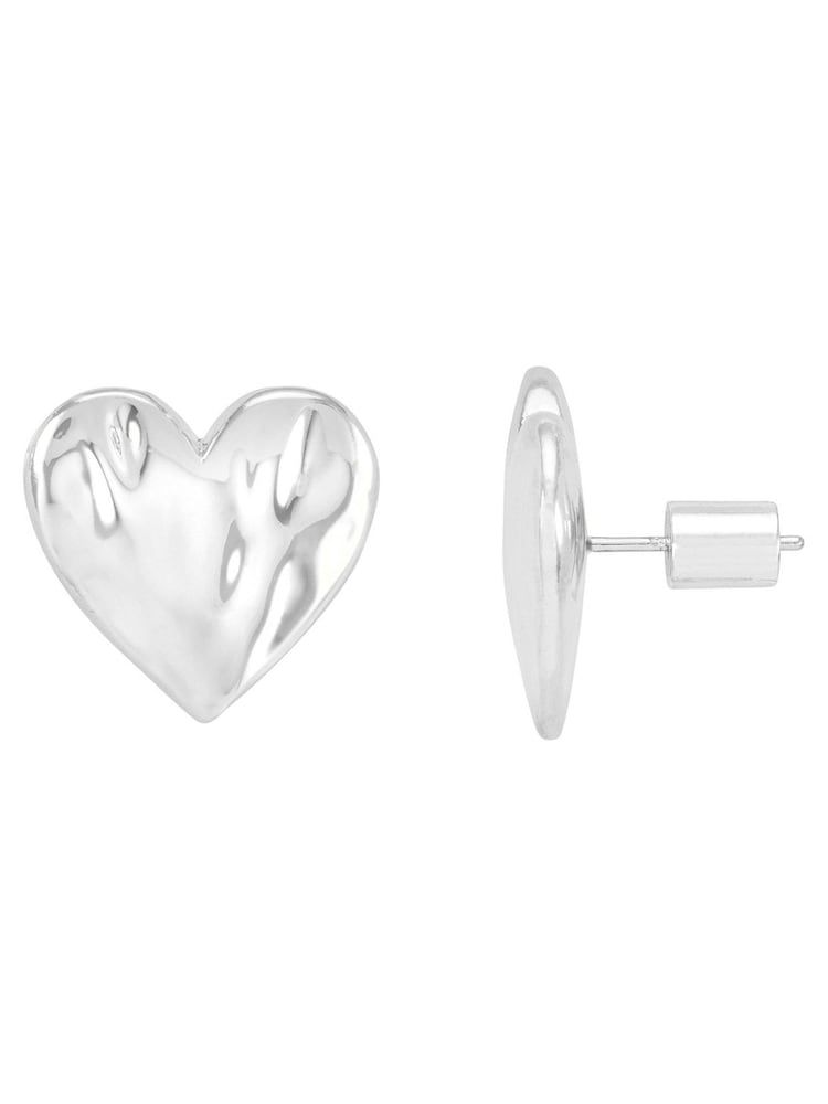 Estella Bartlett Silver Tone Oversized Waterproof Molten Heart Studs Earrings - Image 1 of 4 Estella Bartlett Silver Tone Oversized Waterproof Molten Heart Studs Earrings - Image 1 of 4
