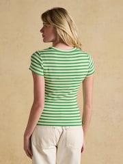 Joules Sophie Pink Red & Green Ribbed Short Sleeve T-Shirts 2 Pack - Image 4 of 7