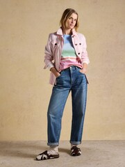 رداء علوي Harbour بتصميم مخطط بفتحة رقبة عريضة من القطن 100% من Joules - Image 6 of 8