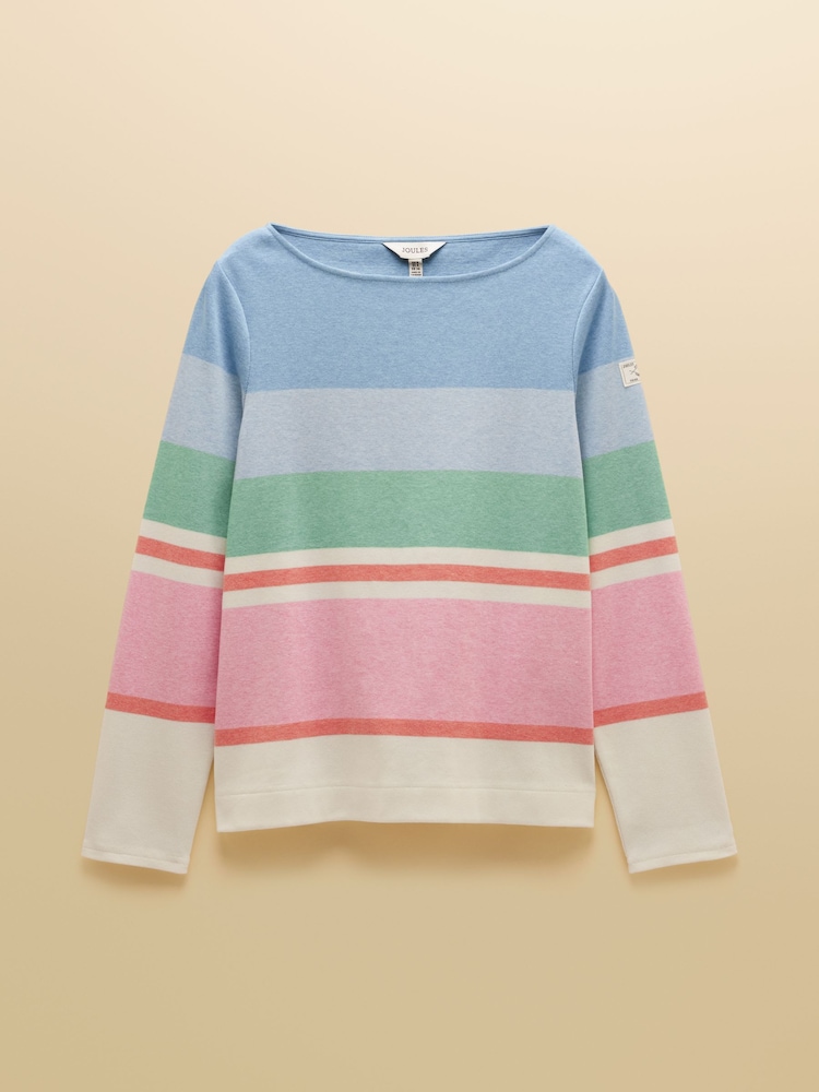 رداء علوي Harbour بتصميم مخطط بفتحة رقبة عريضة من القطن 100% من Joules - Image 8 of 8