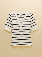 Joules Tabitha Ribbed V-Neck Jersey Top with Puff Sleeves - صورة 7 من 7