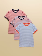 Joules Erin Red/Blue Red/Blue Stripe Short Sleeve Tops 3 Pack - Image 1 of 10