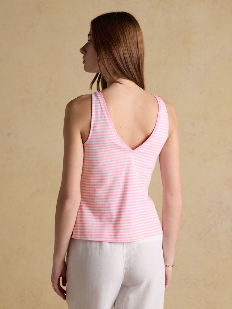 Joules Delilah Pink Stripe V-Neck Jersey Vest - Image 2 of 6 Joules Delilah Pink Stripe V-Neck Jersey Vest - Image 2 of 6