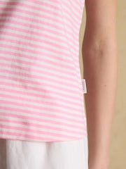 Joules Delilah Pink Stripe V-Neck Jersey Vest - Image 5 of 6