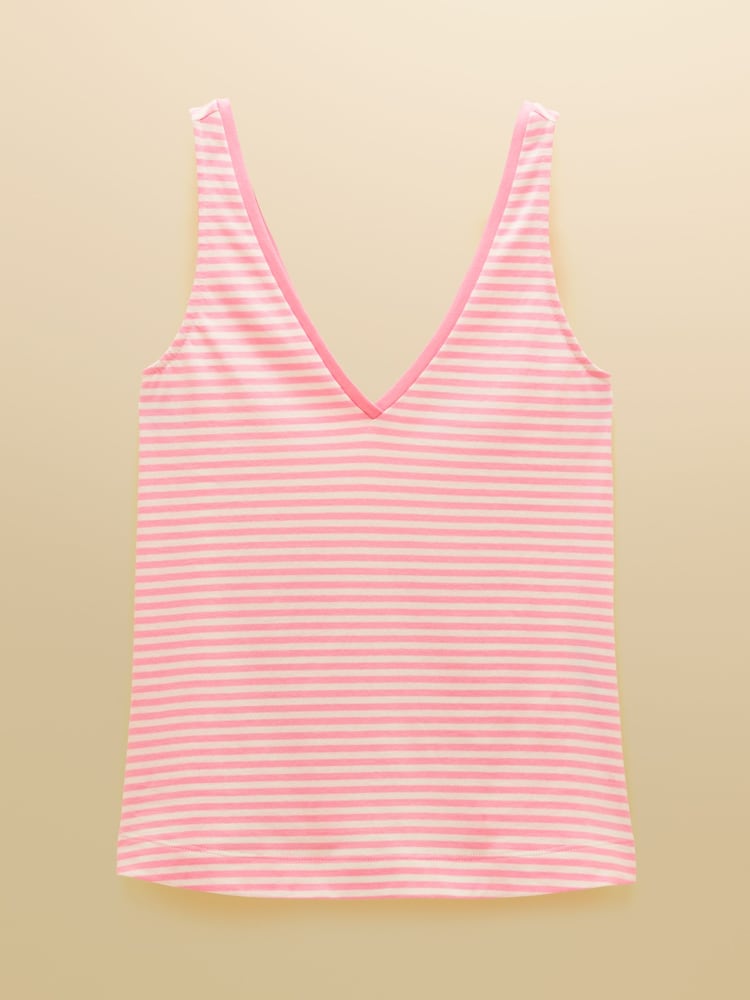 Joules Delilah Pink Stripe V-Neck Jersey Vest - Image 6 of 6 Joules Delilah Pink Stripe V-Neck Jersey Vest - Image 6 of 6