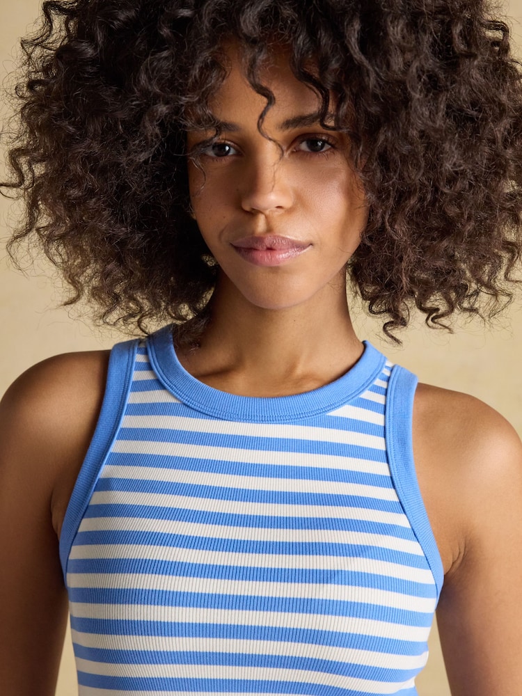 Joules Sofia Blue & Navy Striped Ribbed Jersey Vests 2 Pack - Image 7 of 7