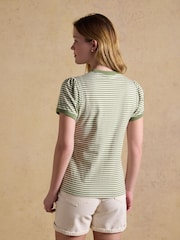Joules Erin Khaki Stripe Short Sleeve Jersey T Shirt - Image 2 of 7