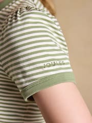Joules Erin Khaki Stripe Short Sleeve Jersey T Shirt - Image 3 of 7
