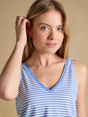 Gestreift, Blau - Joules Delilah Trägertop aus Jersey mit V-Ausschnitt - Bild 3 von 6