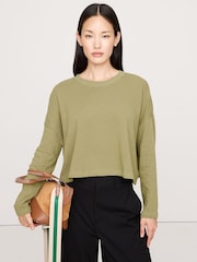 Banana Republic Green Oversized Cotton Cropped T-Shirt - Image 1 of 1