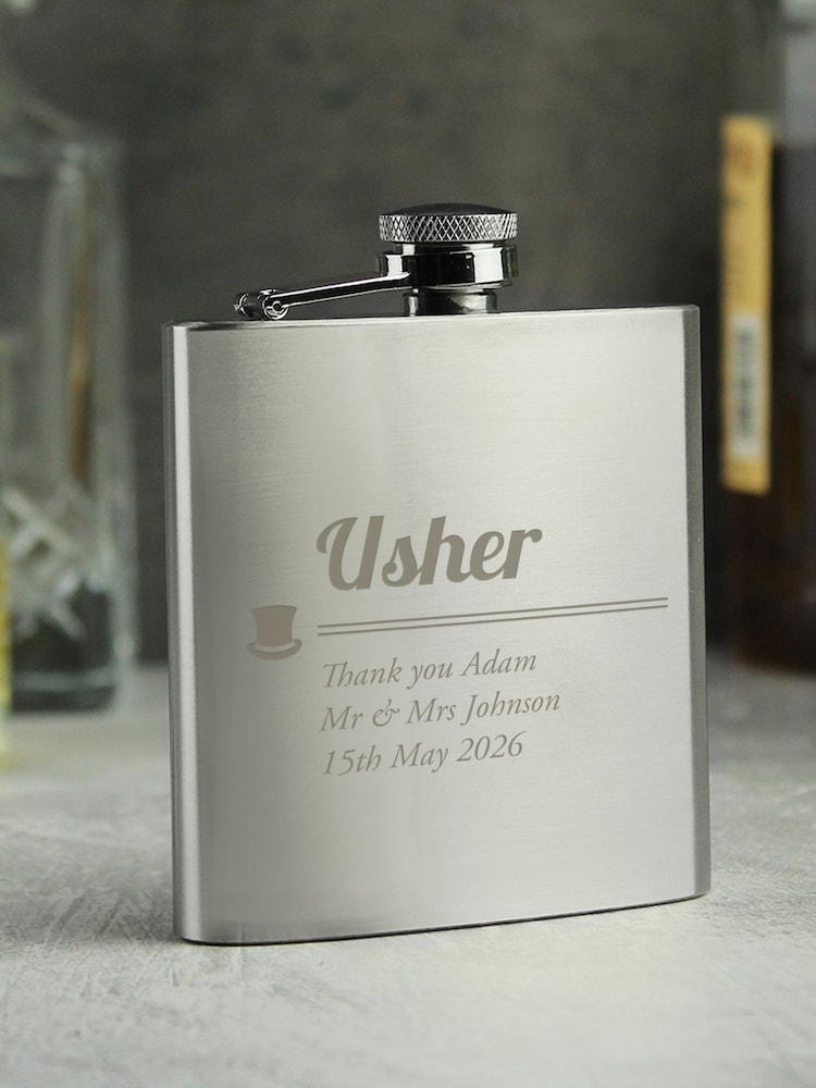 PMC Personalised Usher Hip Flask - Image 2 of 3